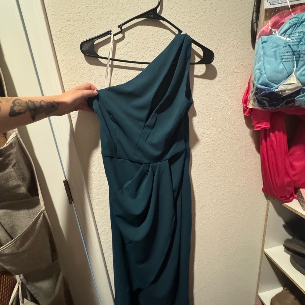 Elegant Teal One-Shoulder Dress